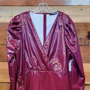 FTF NWT faux leather puff sleeve dress Size 2